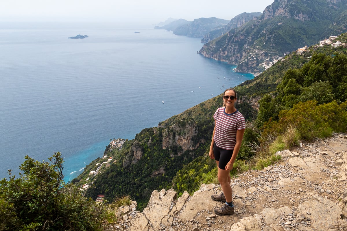 Maddy hiking the trails of the Path of the Gods. Taking a hike is one of the top things to do in Amalfi Coast.