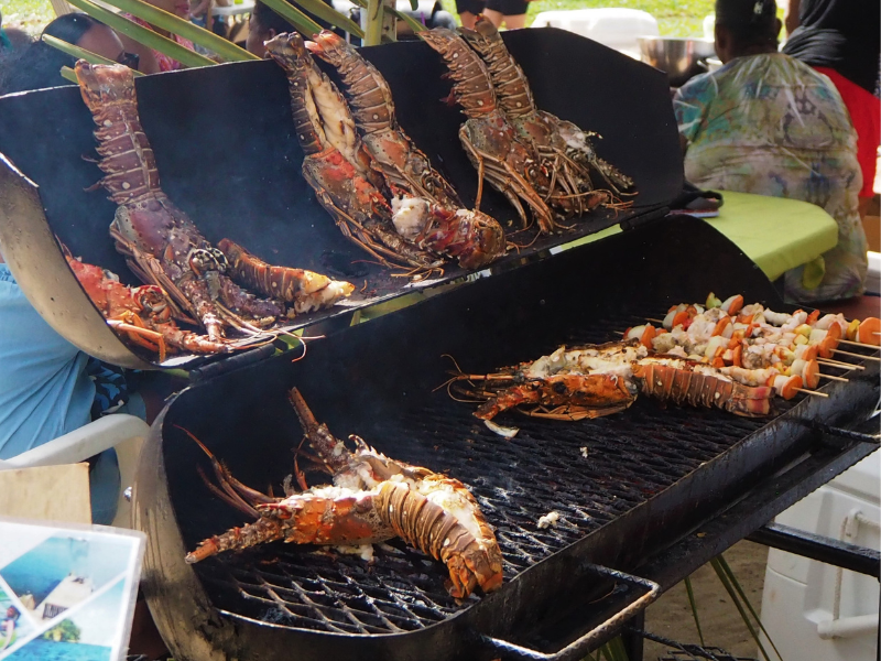 Lobsters on the bbq in Caye Caulker, Belize